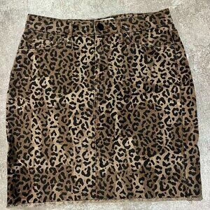 Leopard Print Denim skirt Womens Size 26